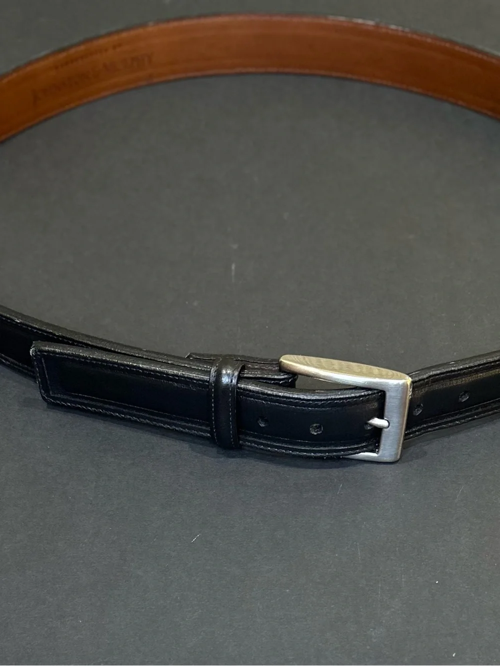 VTG 1980s-90s Johnston & Murphy High-End Black Leather Dress Belt 40
